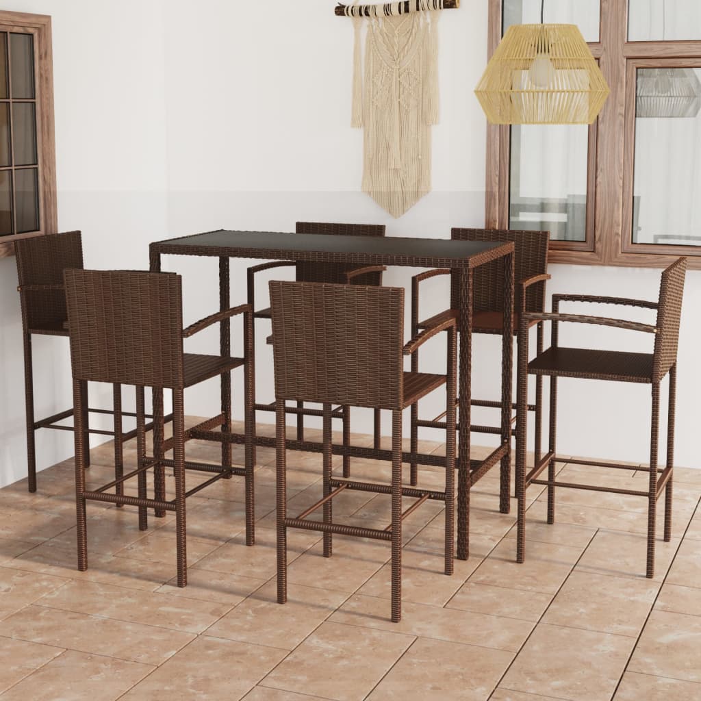 3-tlg. Gartenbar-Set Poly Rattan Braun