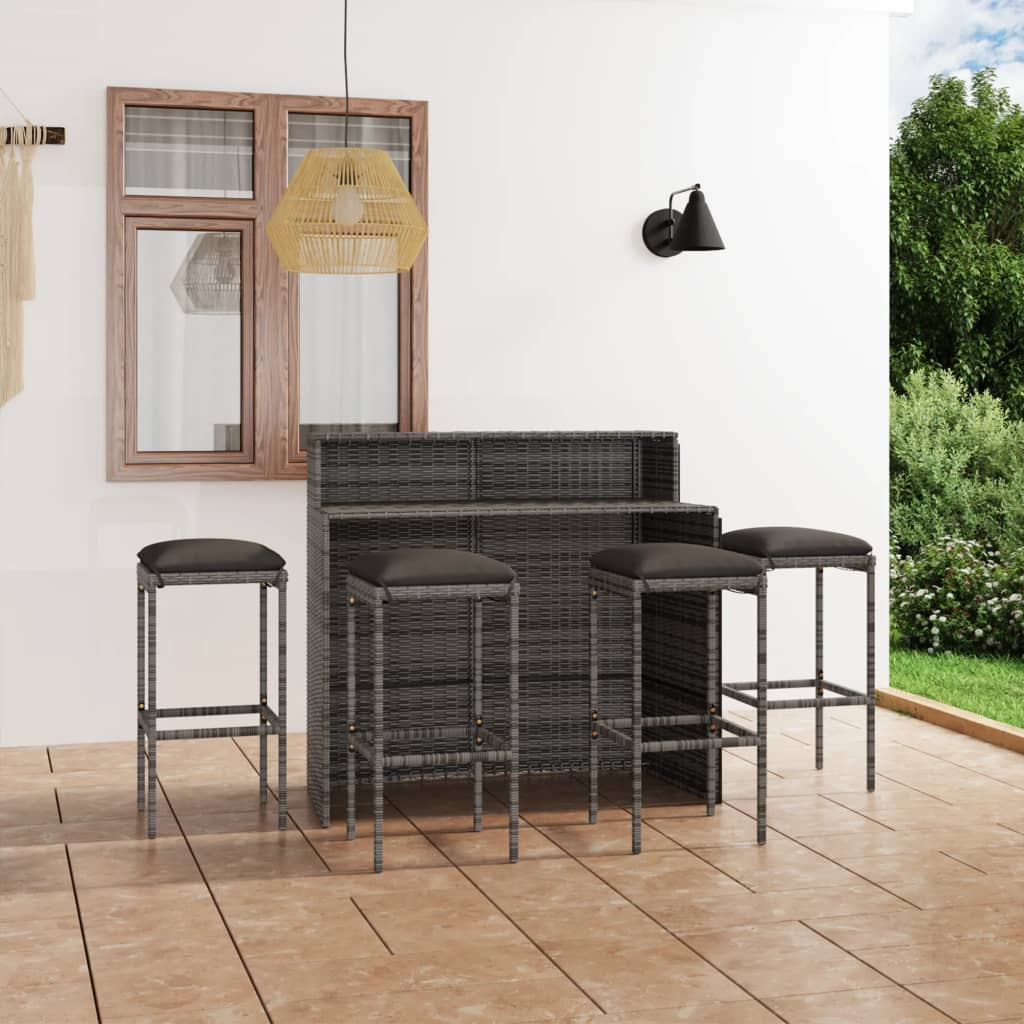 vidaXL 3-tlg. Gartenbar-Set mit Kissen Braun