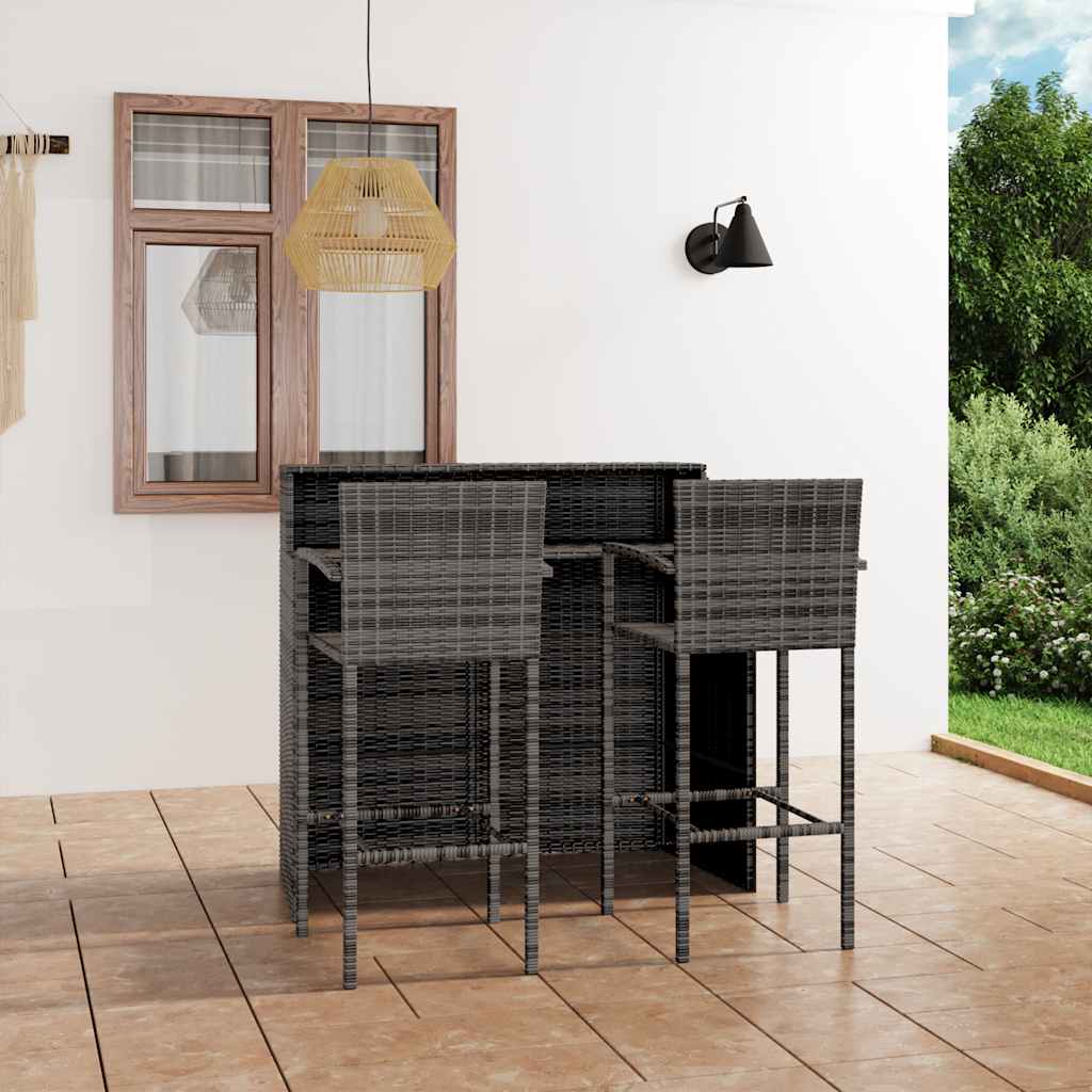 3-tlg. Gartenbar-Set Braun