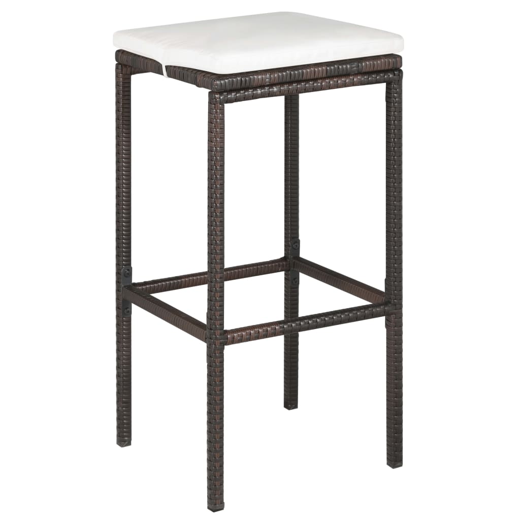 vidaXL 5-tlg. Gartenbar-Set mit Kissen Poly Rattan Braun