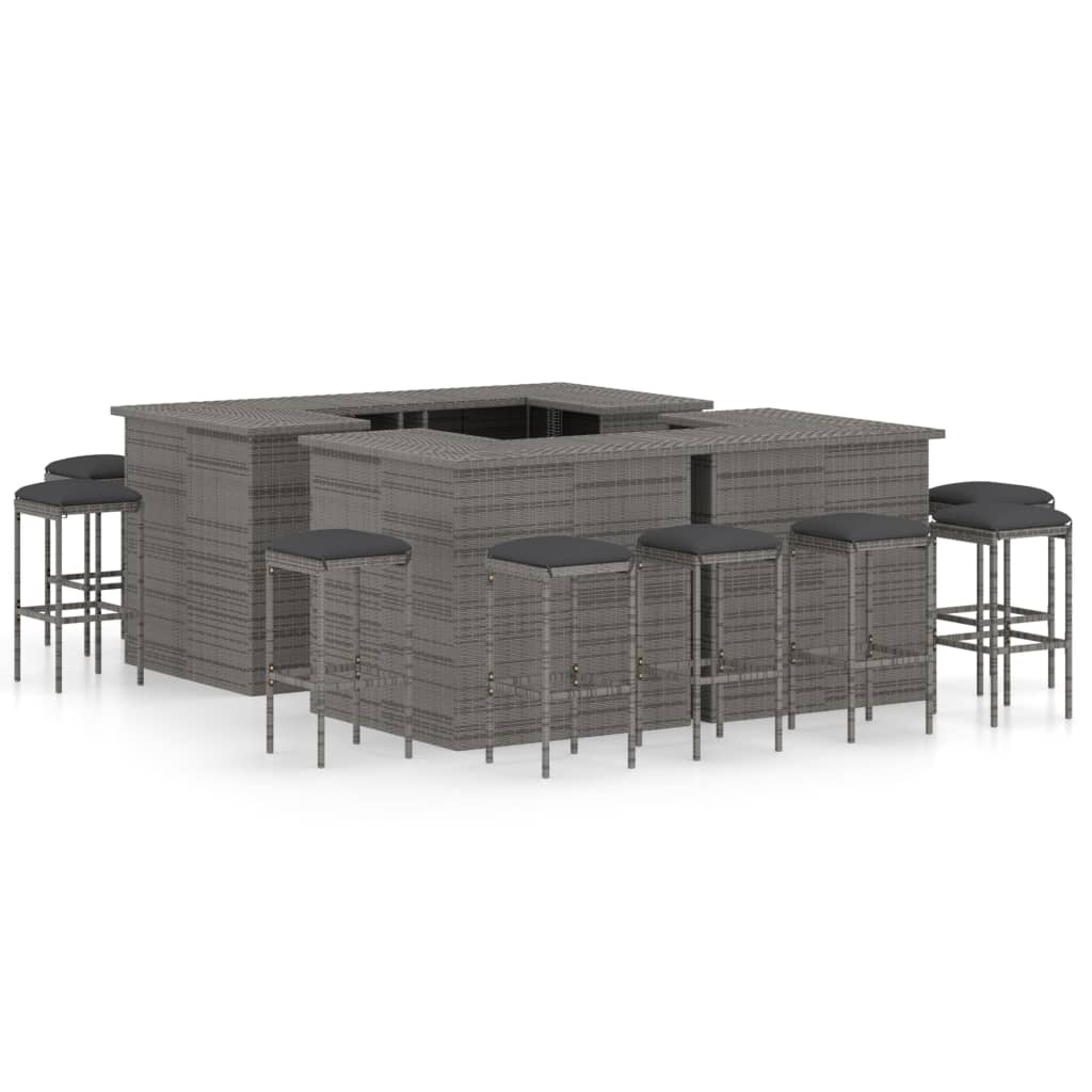 vidaXL 4-tlg. Gartenbar-Set mit Kissen Poly Rattan Braun