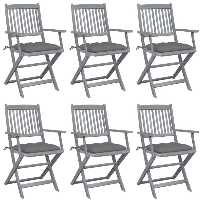 vidaXL Klappbare Gartenstühle 2 Stk. mit Kissen Massivholz Akazie