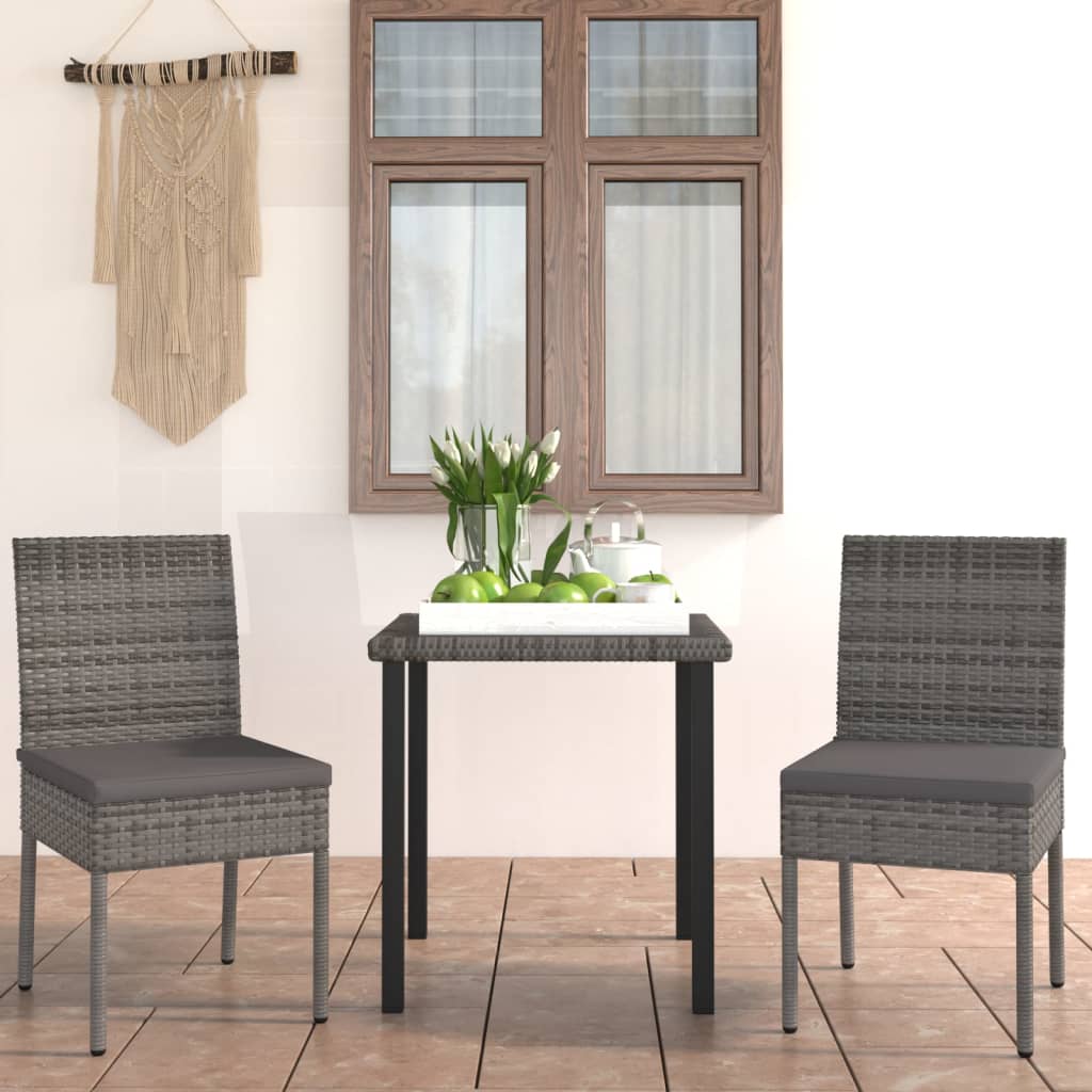 vidaXL 3-tlg. Garten-Essgruppe Poly Rattan Schwarz
