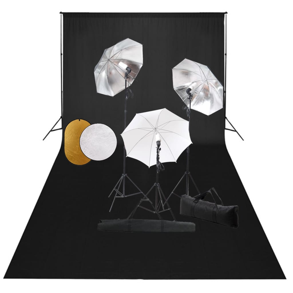 vidaXL Fotostudio-Set mit Lampen, Schirmen, Hintergrund & Reflektor