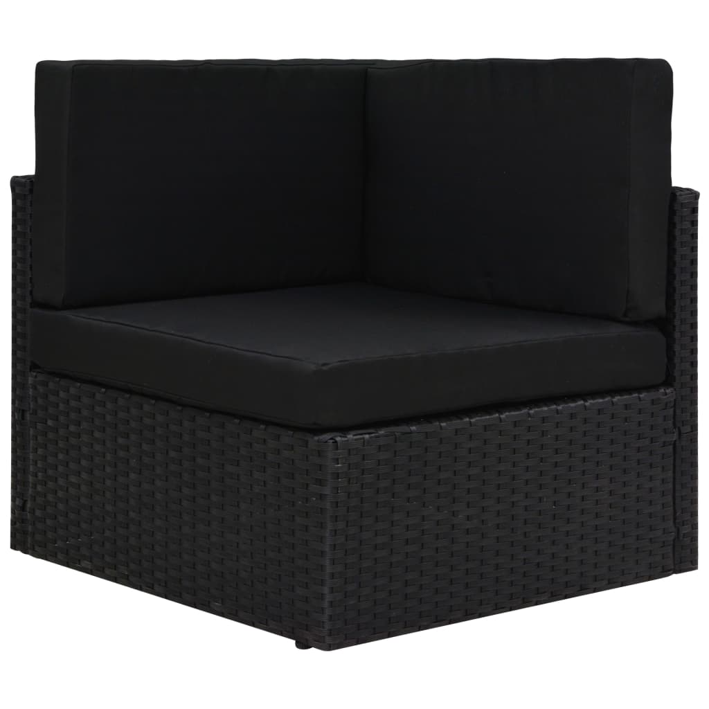 vidaXL 4-tlg. Garten-Lounge-Set mit Kissen Schwarz Poly Rattan