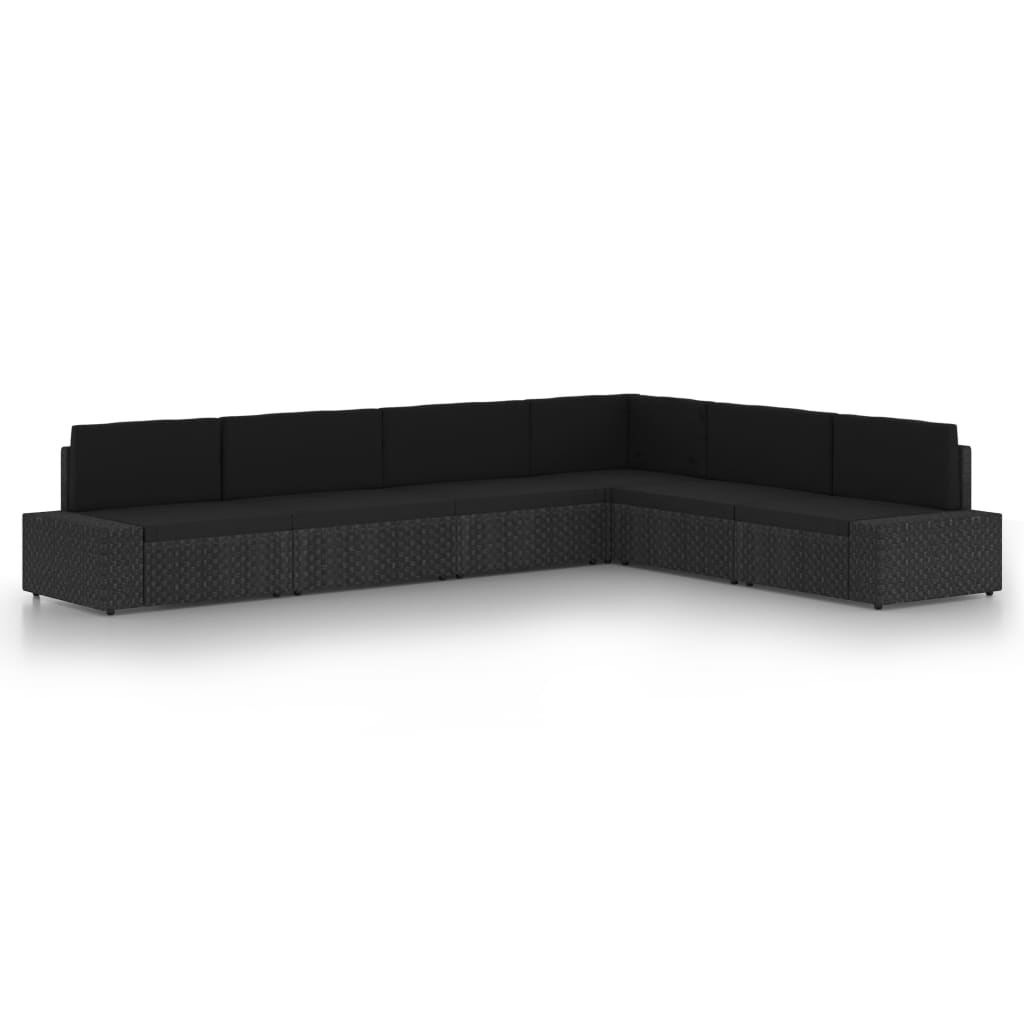 vidaXL 4-tlg. Garten-Lounge-Set mit Kissen Schwarz Poly Rattan