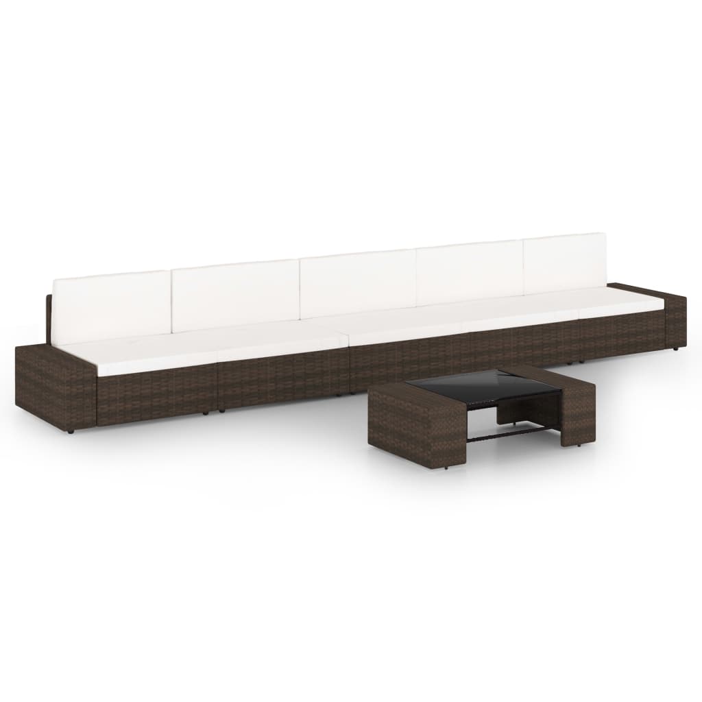 vidaXL 4-tlg. Garten-Lounge-Set mit Kissen Braun Poly Rattan