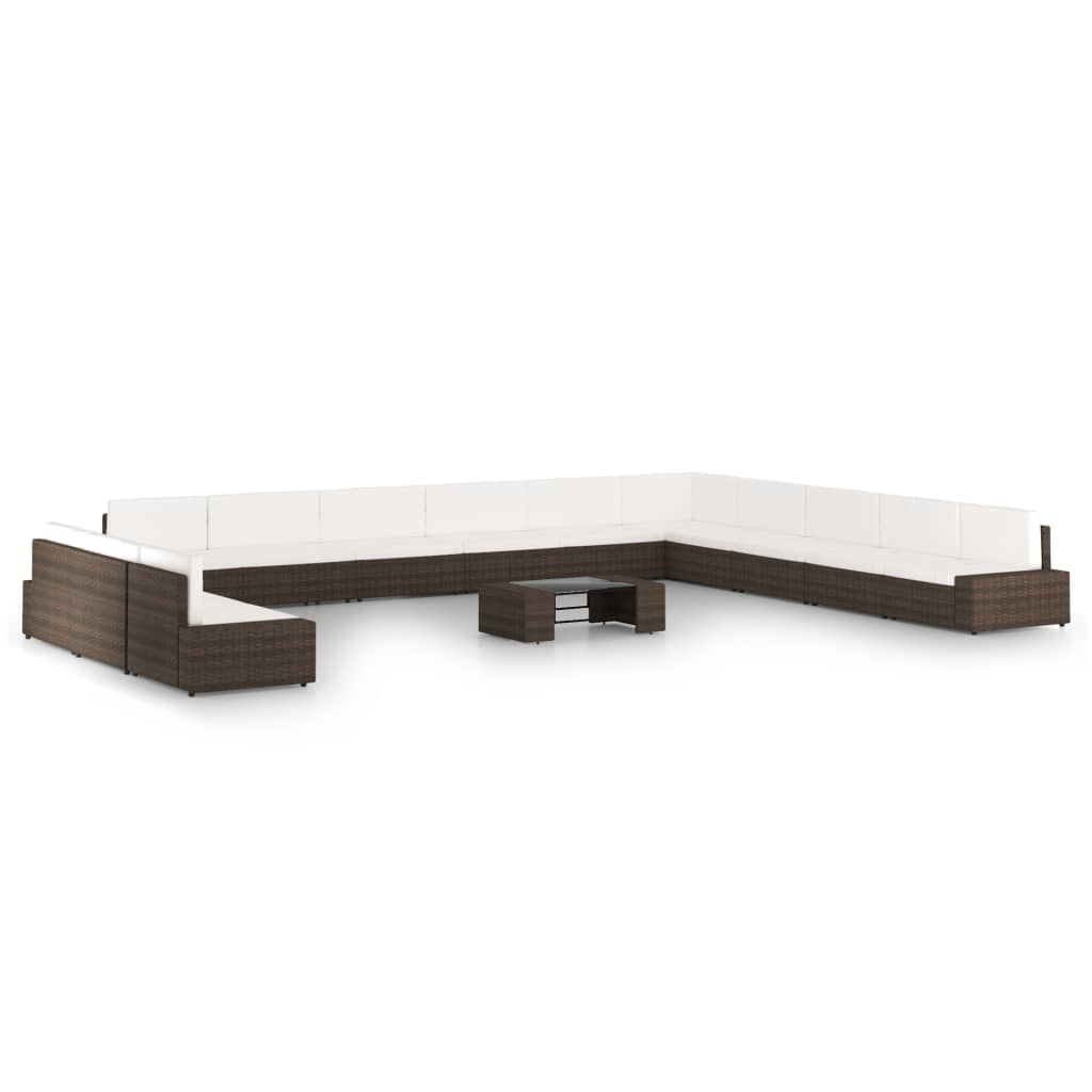 vidaXL 4-tlg. Garten-Lounge-Set mit Kissen Braun Poly Rattan