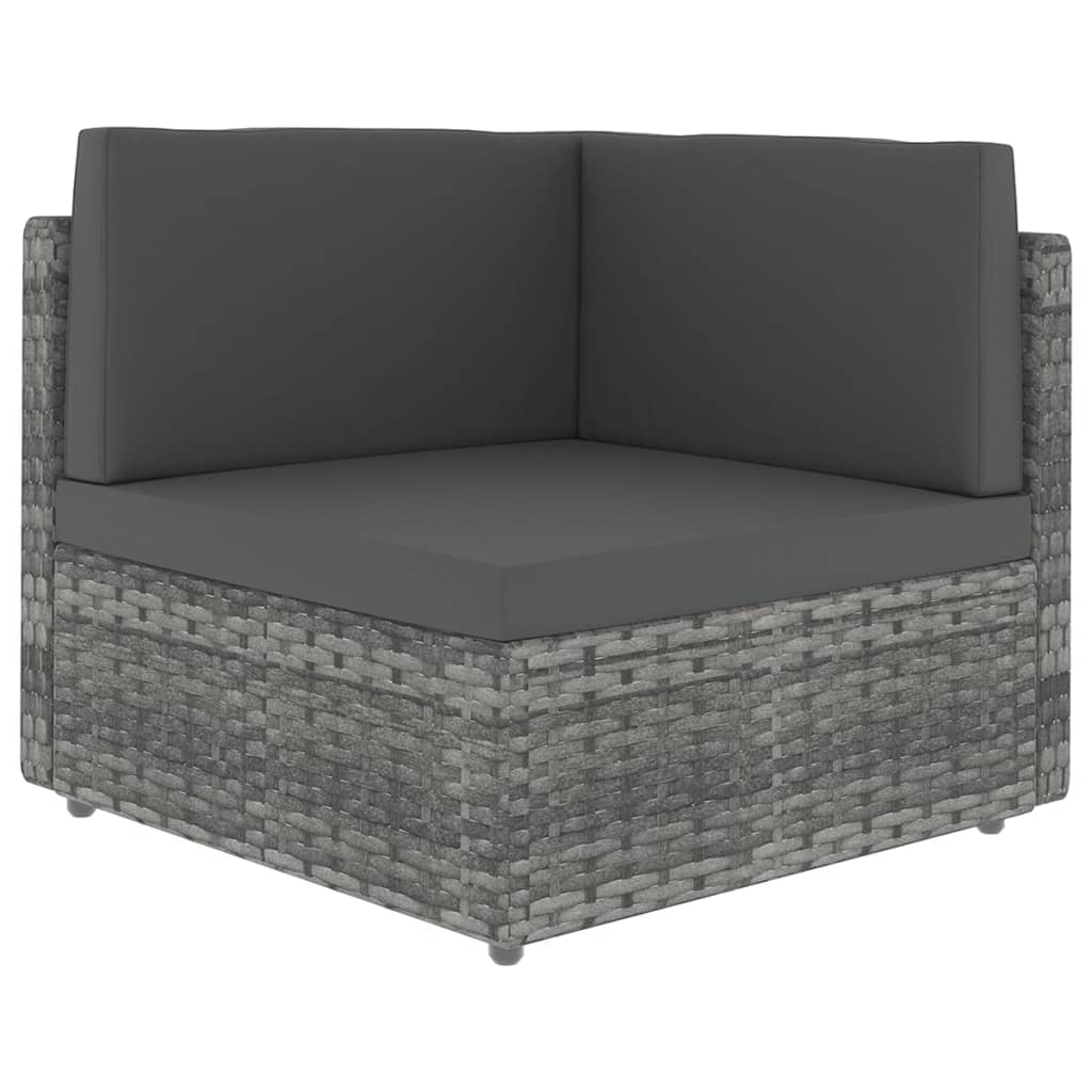 vidaXL 4-tlg. Garten-Lounge-Set mit Kissen Grau Poly Rattan