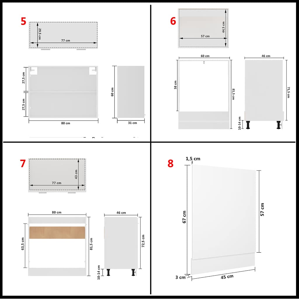 vidaXL 8-tlg. Küchenzeile Lyon Weiß Holzwerkstoff