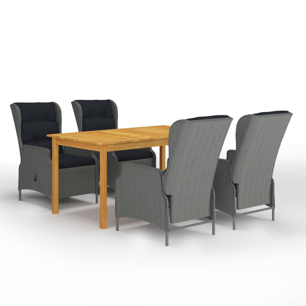 vidaXL 5-tlg. Garten-Essgruppe Dunkelgrau