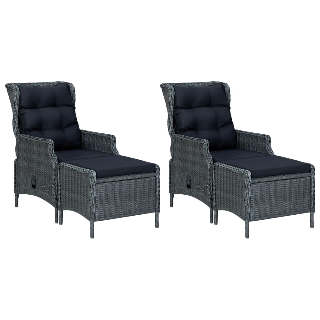 vidaXL 7-tlg. Garten-Essgruppe Dunkelgrau