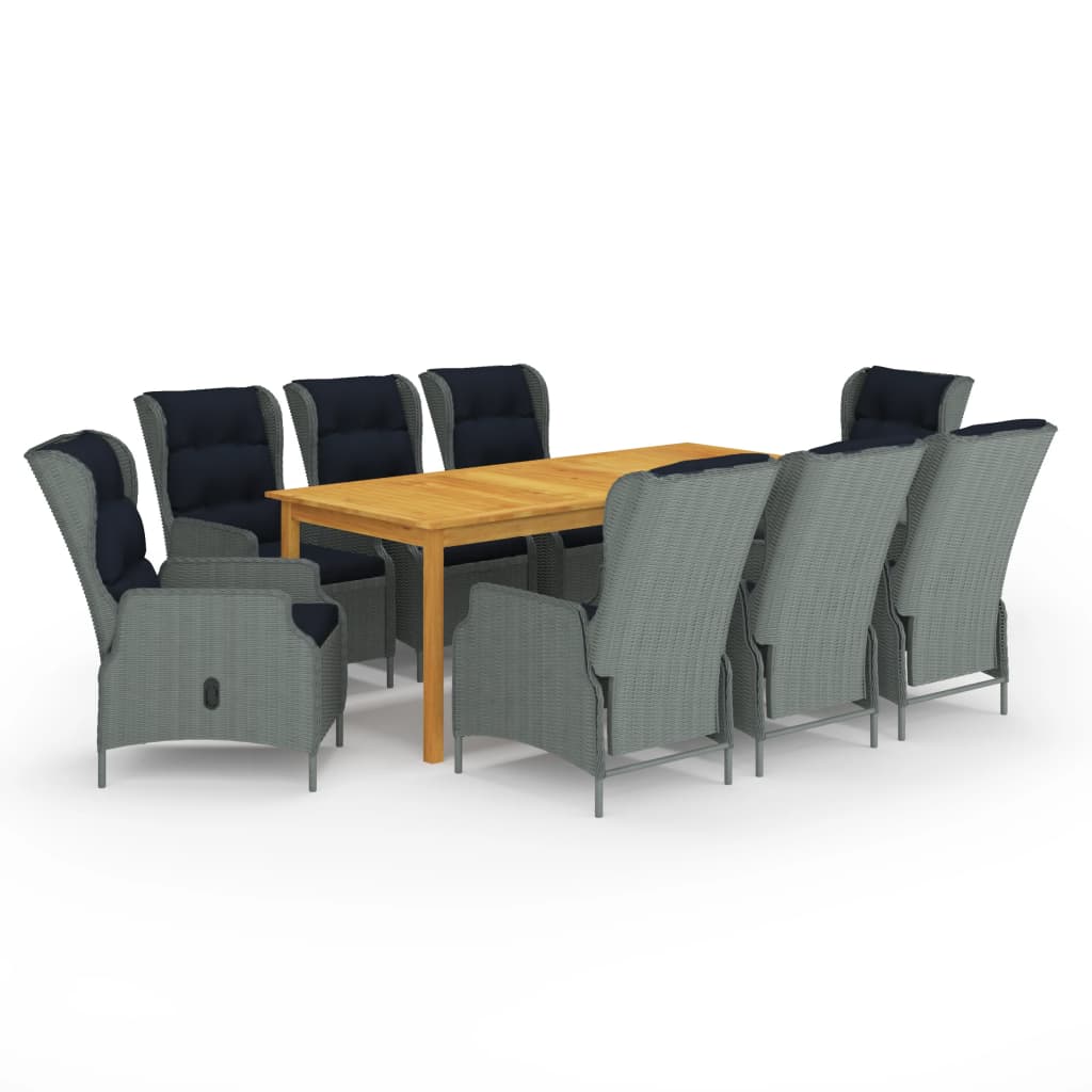 vidaXL 7-tlg. Garten-Essgruppe Dunkelgrau