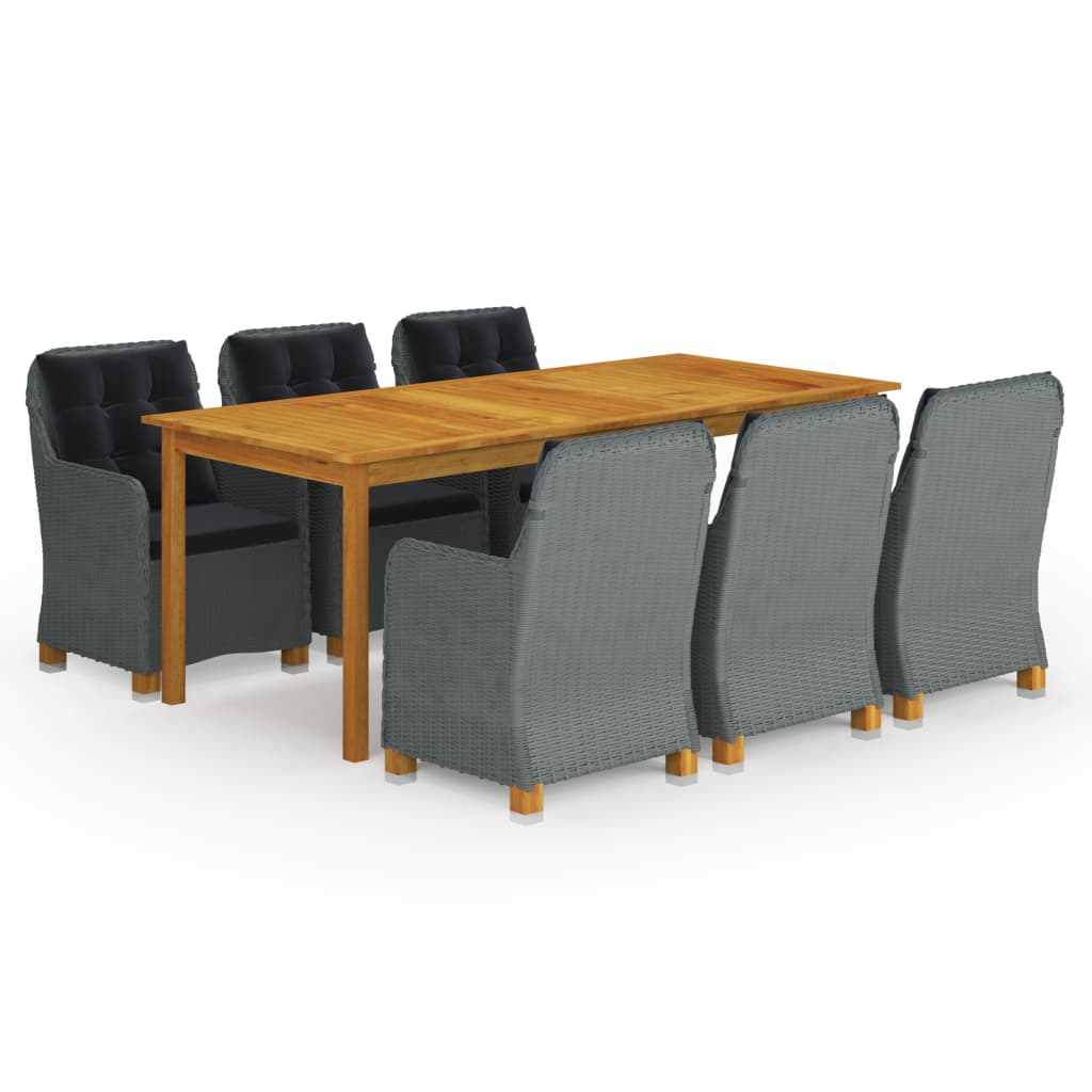 vidaXL 7-tlg. Garten-Essgruppe Dunkelgrau