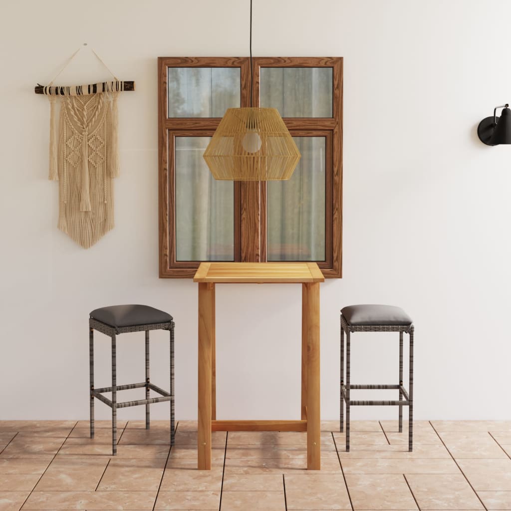 vidaXL 3-tlg. Gartenbar-Set mit Kissen Braun