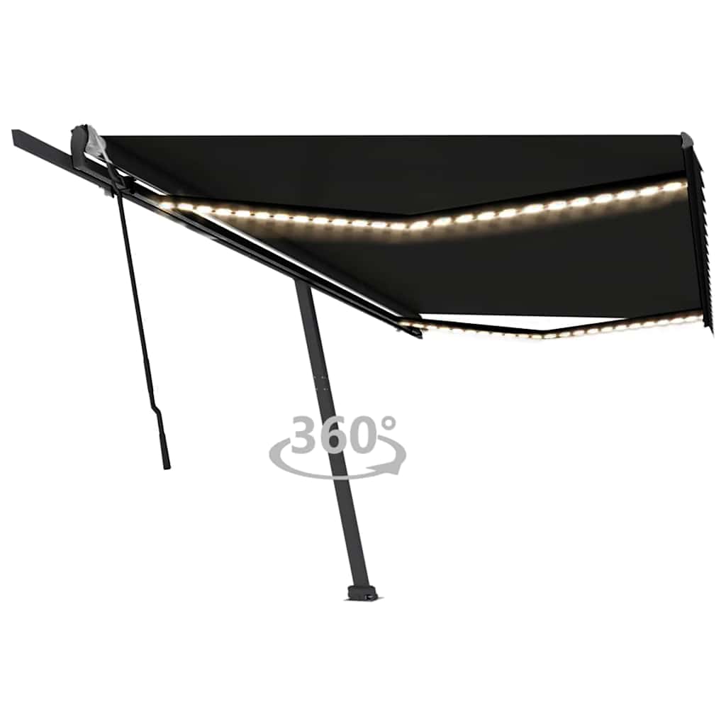 vidaXL Markise Manuell Einziehbar mit LED 300x250 cm Blau und Weiß