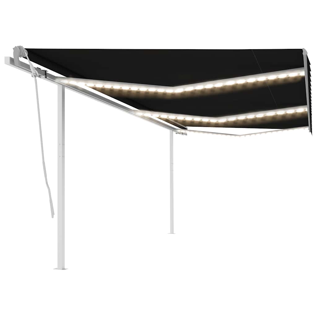 vidaXL Markise Manuell Einziehbar mit LED 3x2,5 m Blau und Weiß