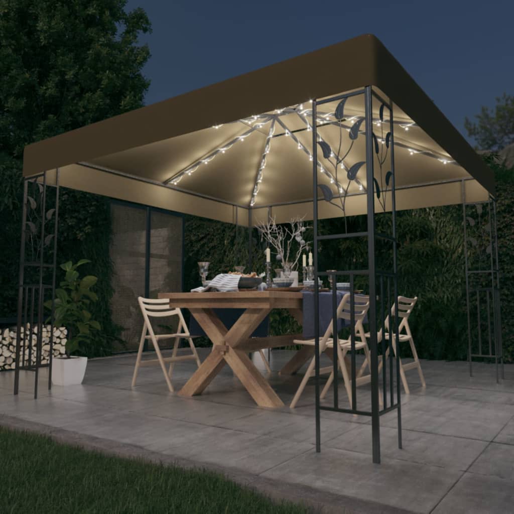 vidaXL Pavillon mit LED-Lichterkette 3x3 m Anthrazit