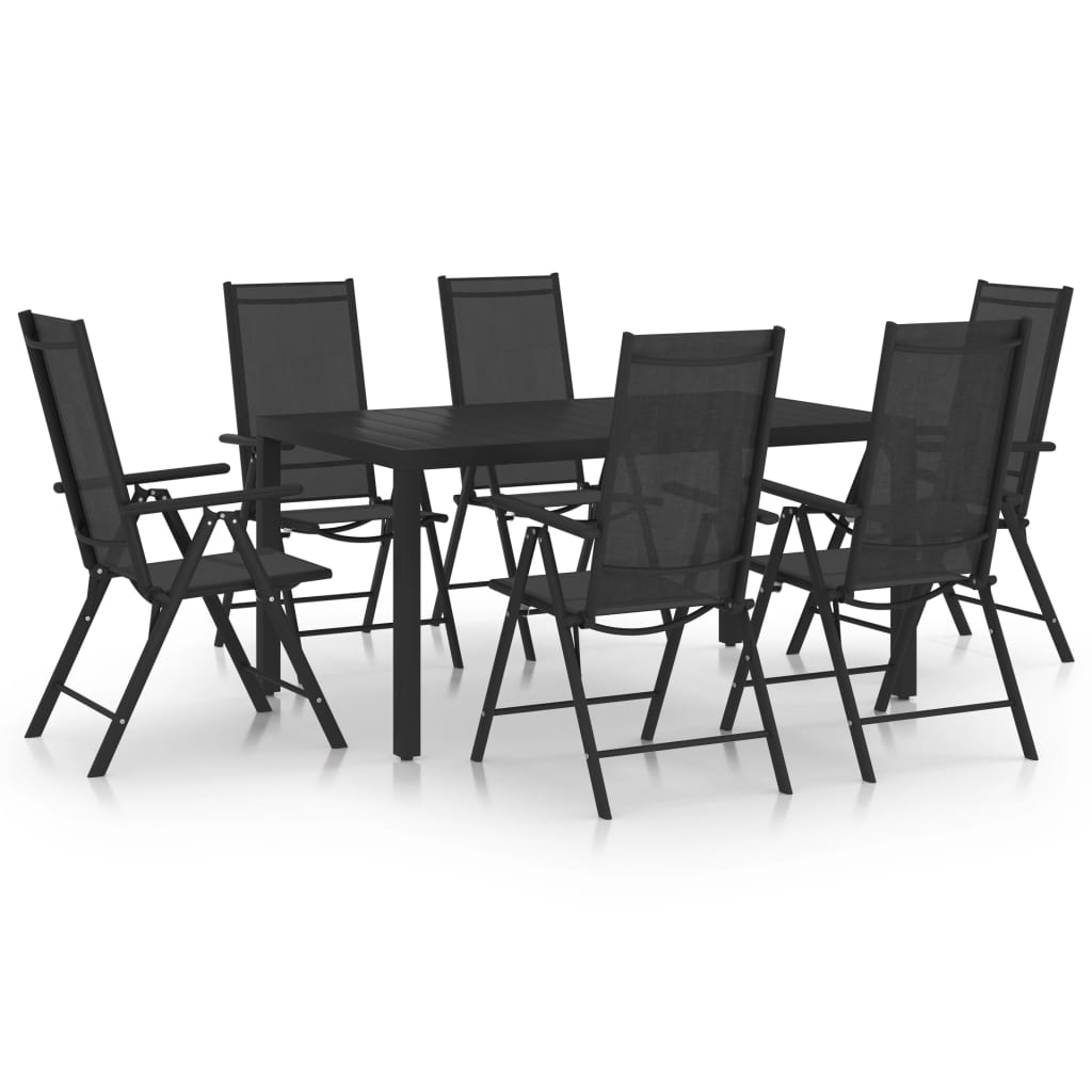 5-tlg. Garten-Essgruppe Aluminium Schwarz