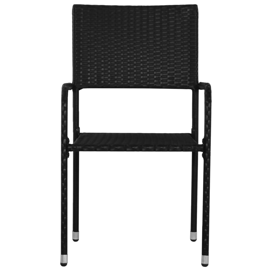 vidaXL 7-tlg. Garten-Essgruppe Poly Rattan Schwarz
