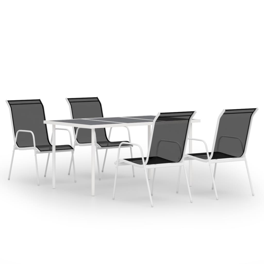 vidaXL 5-tlg. Garten-Essgruppe Stahl Schwarz