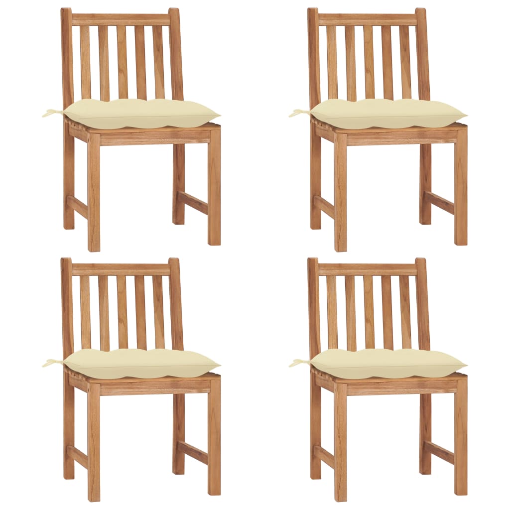 vidaXL Gartenstühle 2 Stk. mit Kissen Massivholz Teak