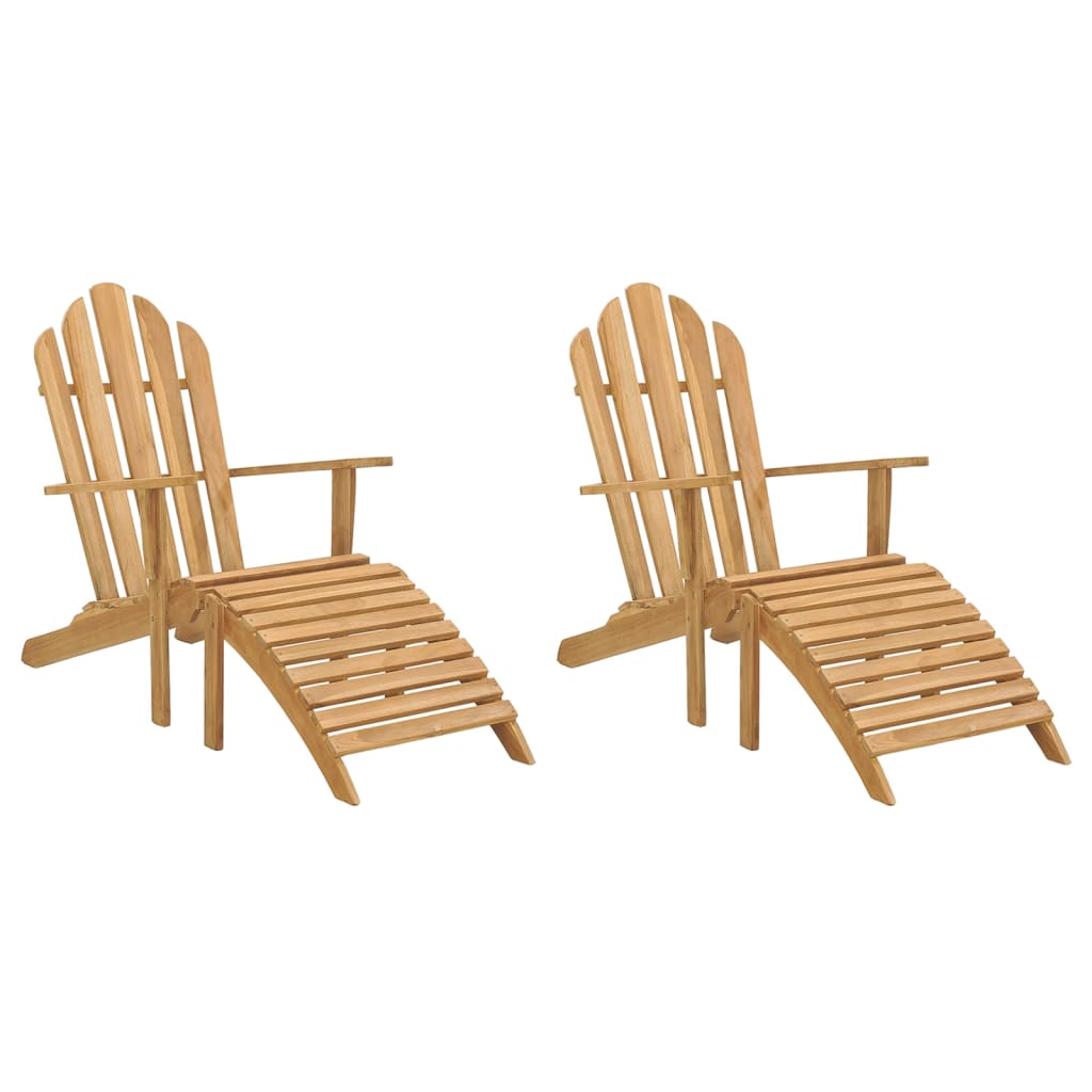 vidaXL Adirondack-Stühle mit Fußteil 2 Stk. Massivholz Teak