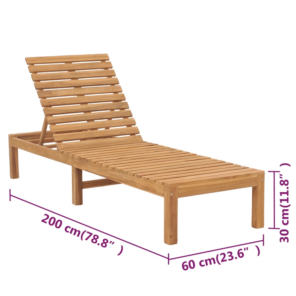 vidaXL Sonnenliegen 2 Stk. Massivholz Teak