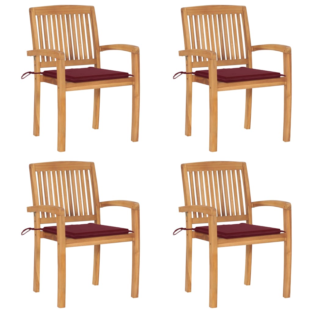 vidaXL Gartenstühle 2 Stk. mit Anthrazit Kissen Massivholz Teak