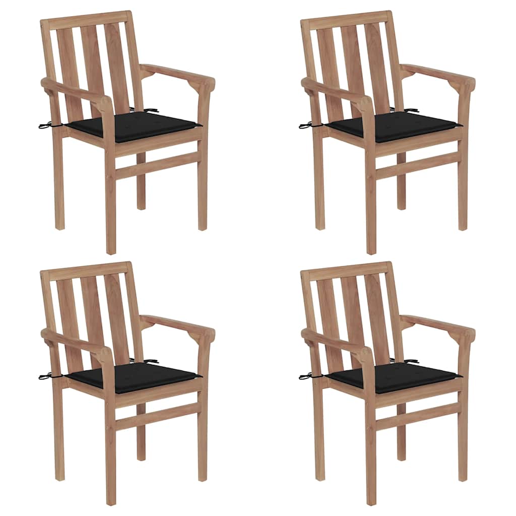 vidaXL Gartenstühle 2 Stk. mit Anthrazit Kissen Massivholz Teak