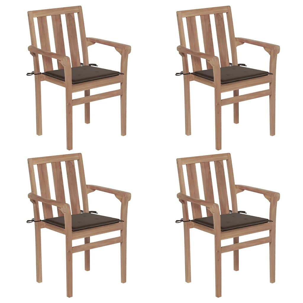 vidaXL Gartenstühle 2 Stk. mit Anthrazit Kissen Massivholz Teak