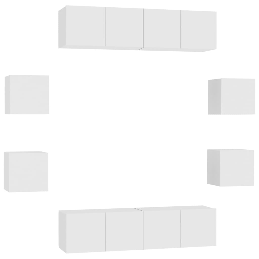 vidaXL 8-tlg. TV-Schrank-Set Weiß Holzwerkstoff