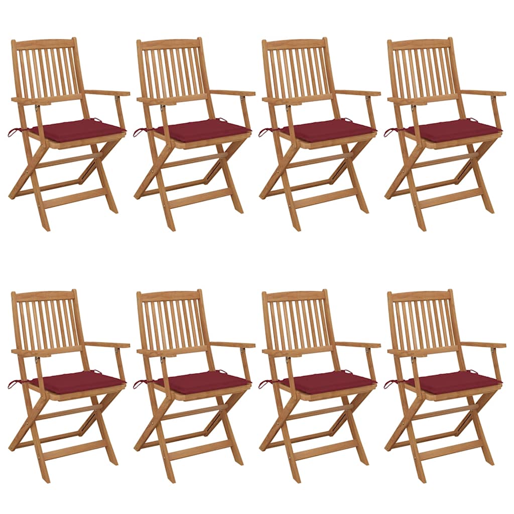 vidaXL Klappbare Gartenstühle 6 Stk. mit Kissen Massivholz Akazie