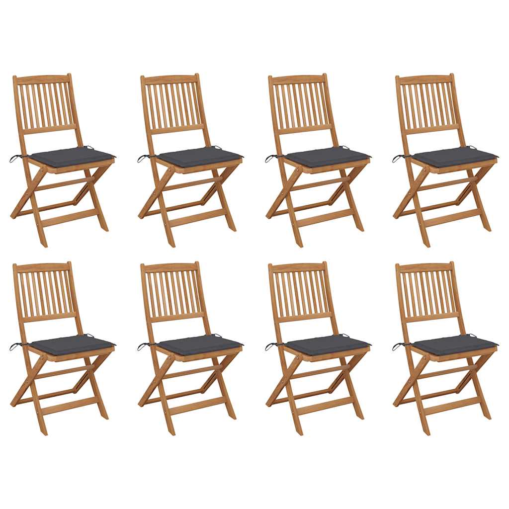 vidaXL Klappbare Gartenstühle 2 Stk. mit Kissen Massivholz Akazie