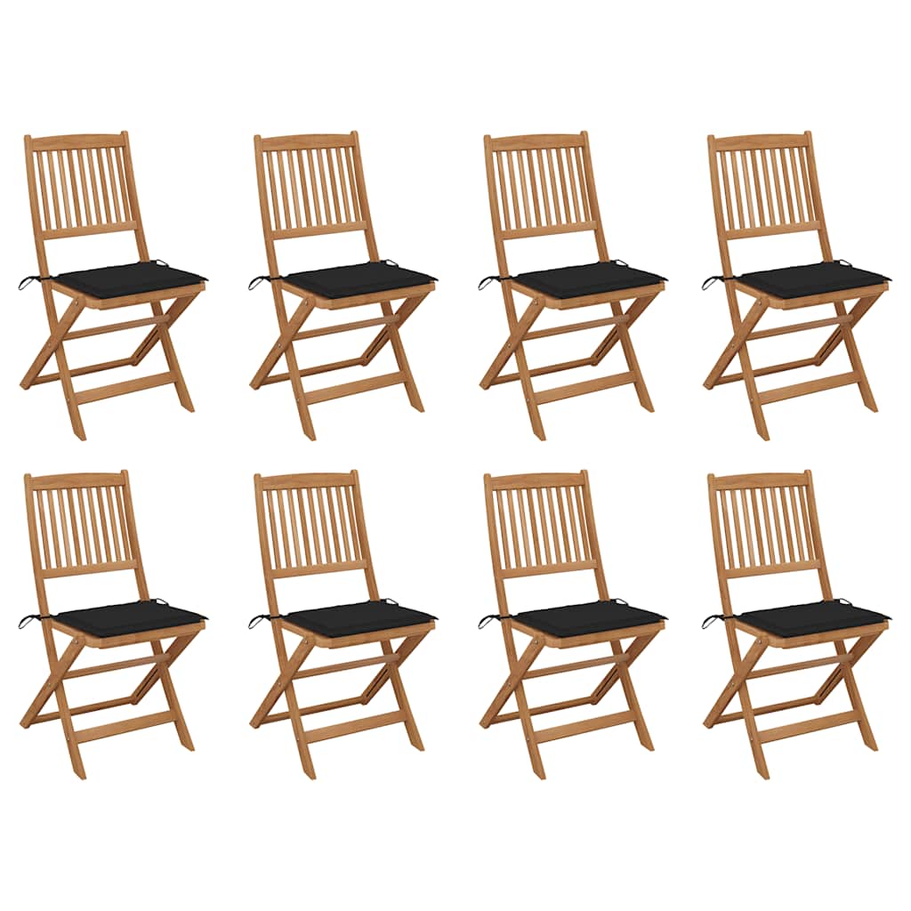 vidaXL Klappbare Gartenstühle 2 Stk. mit Kissen Massivholz Akazie