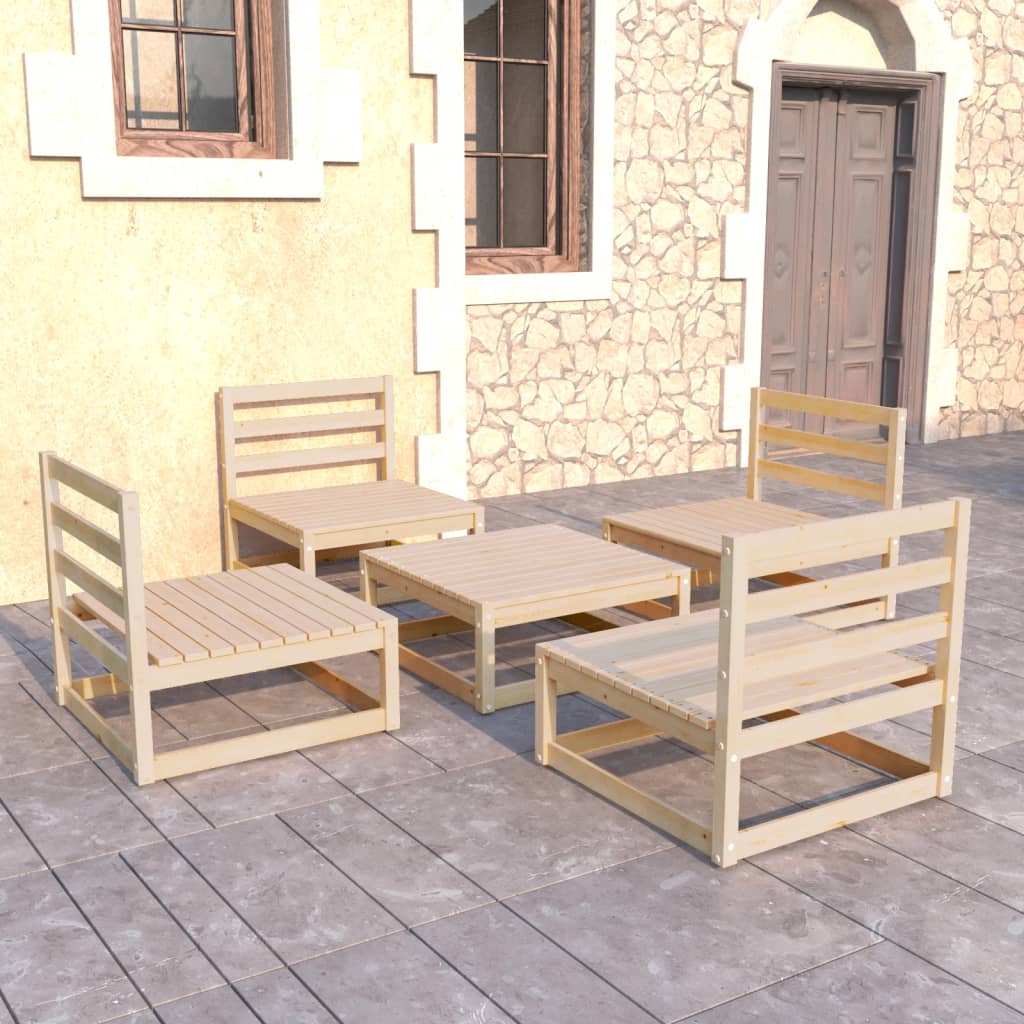 vidaXL 5-tlg. Garten-Lounge-Set Massivholz Kiefer