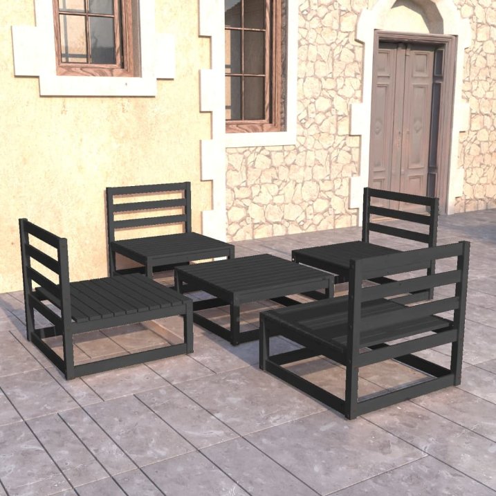 vidaXL 5-tlg. Garten-Lounge-Set Massivholz Kiefer