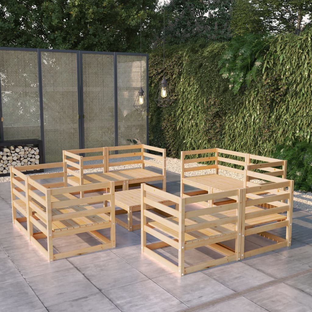 vidaXL 9-tlg. Garten-Lounge-Set Massivholz Kiefer