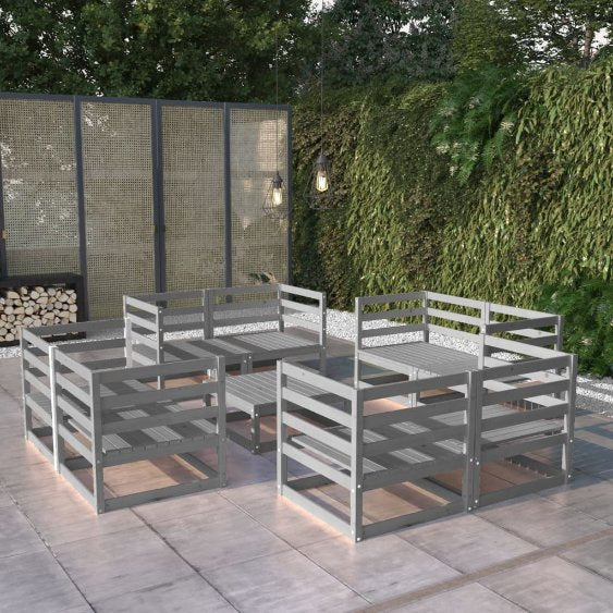 vidaXL 9-tlg. Garten-Lounge-Set Massivholz Kiefer