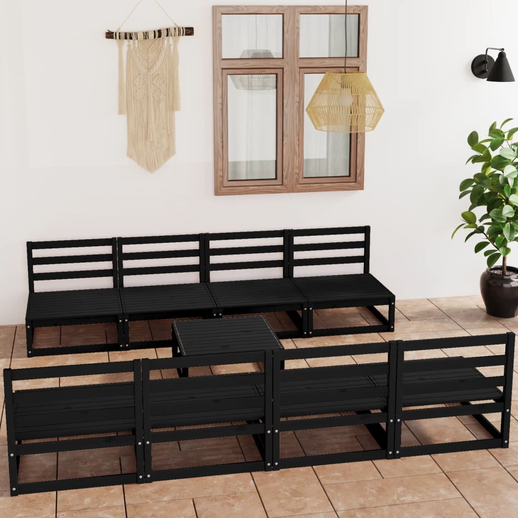vidaXL 9-tlg. Garten-Lounge-Set Massivholz Kiefer