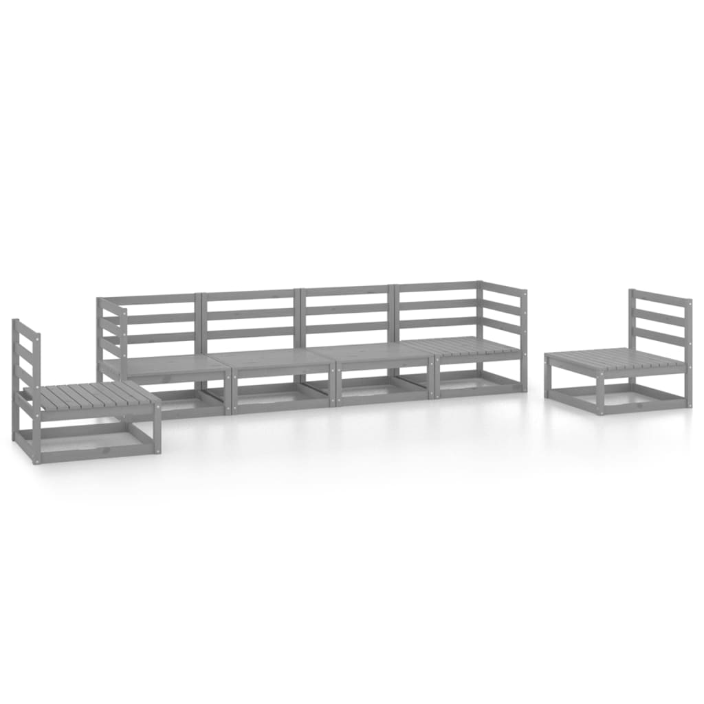 vidaXL 6-tlg. Garten-Lounge-Set Grau Massivholz Kiefer