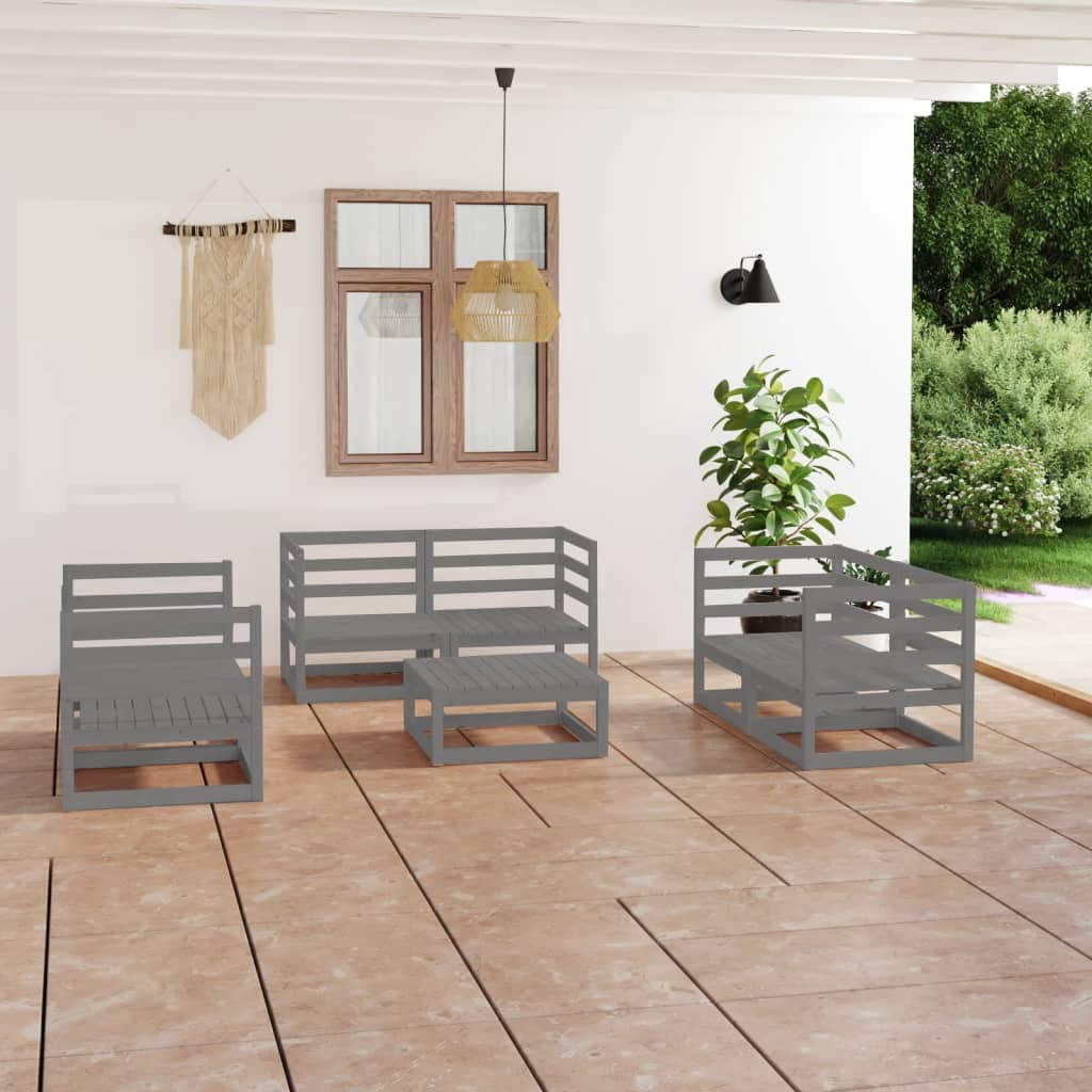 vidaXL 7-tlg. Garten-Lounge-Set mit Kissen Kiefer Massivholz