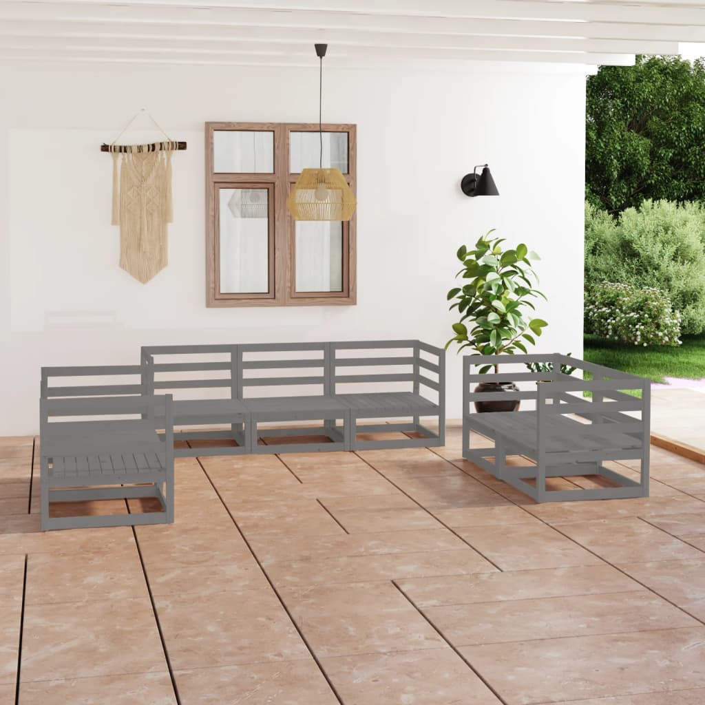 vidaXL 7-tlg. Garten-Lounge-Set Massivholz Kiefer