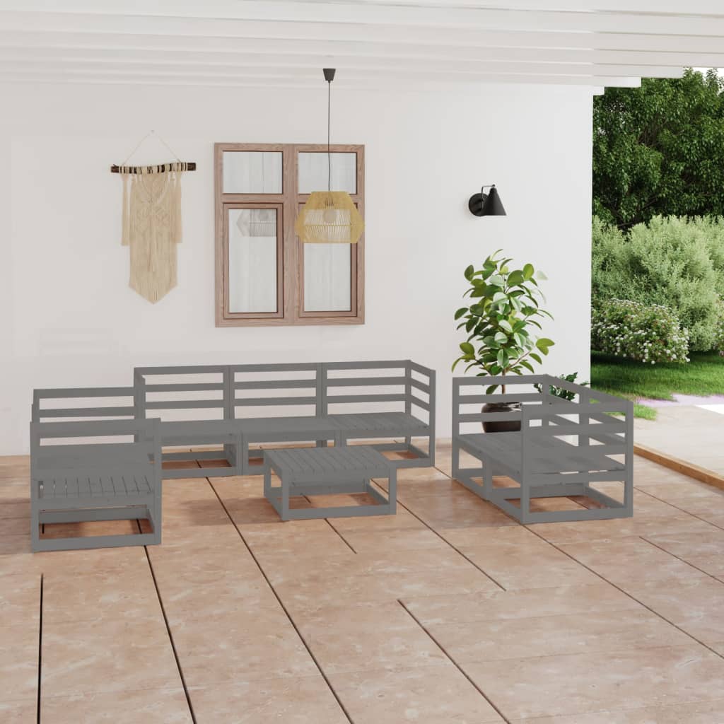 vidaXL 8-tlg. Garten-Lounge-Set Massivholz Kiefer