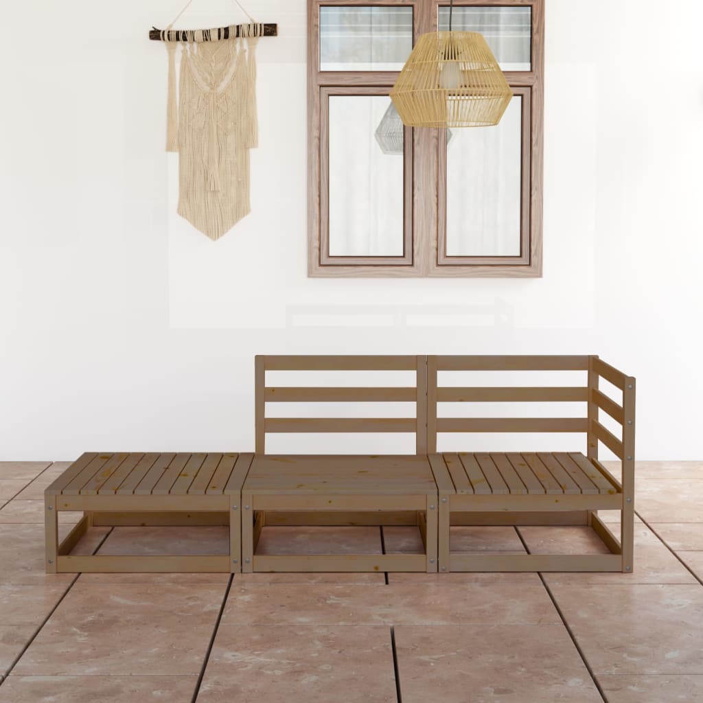 vidaXL 3-tlg. Garten-Lounge-Set Massivholz Kiefer