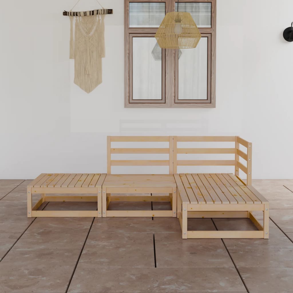 vidaXL 4-tlg. Garten-Lounge-Set Massivholz Kiefer