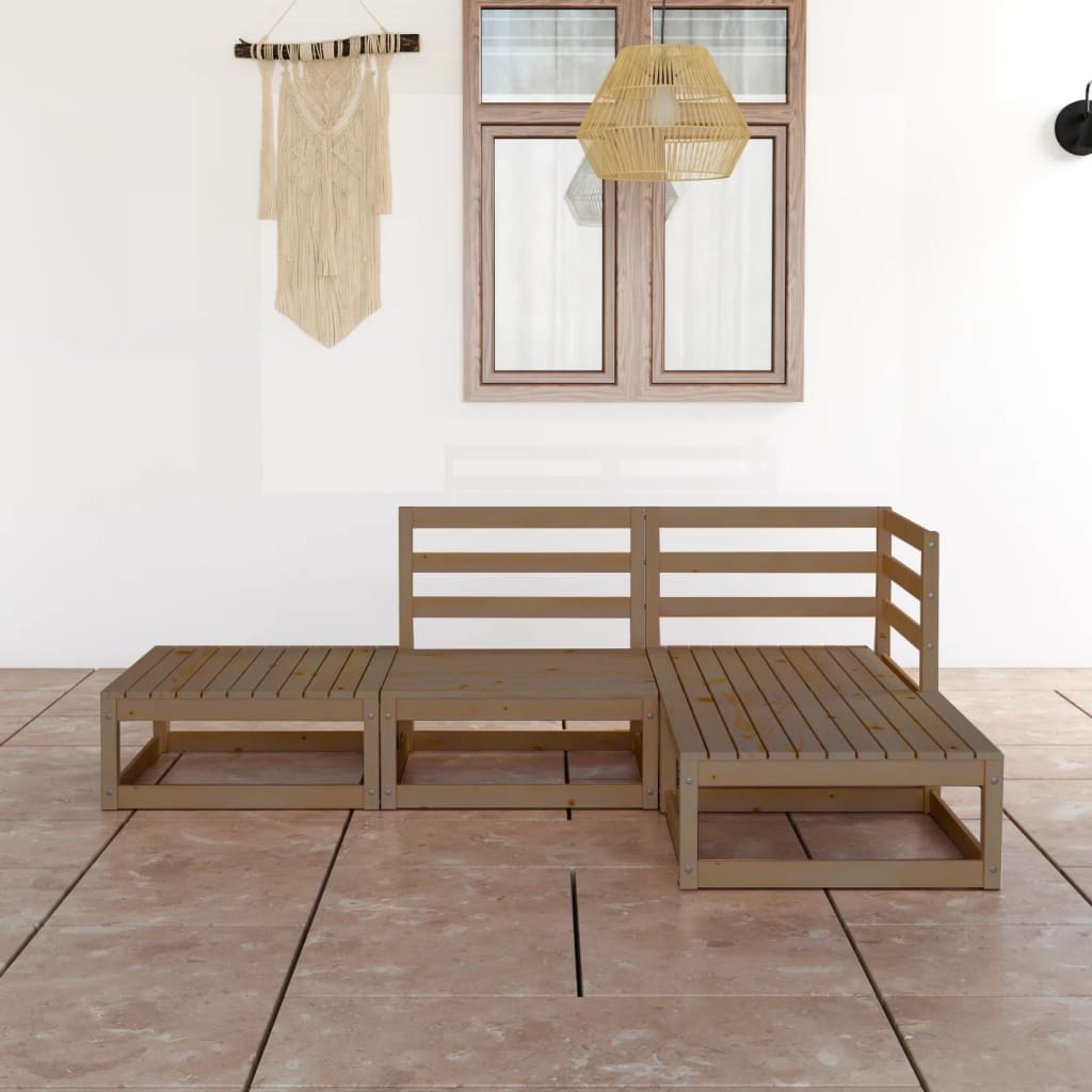 vidaXL 4-tlg. Garten-Lounge-Set Massivholz Kiefer