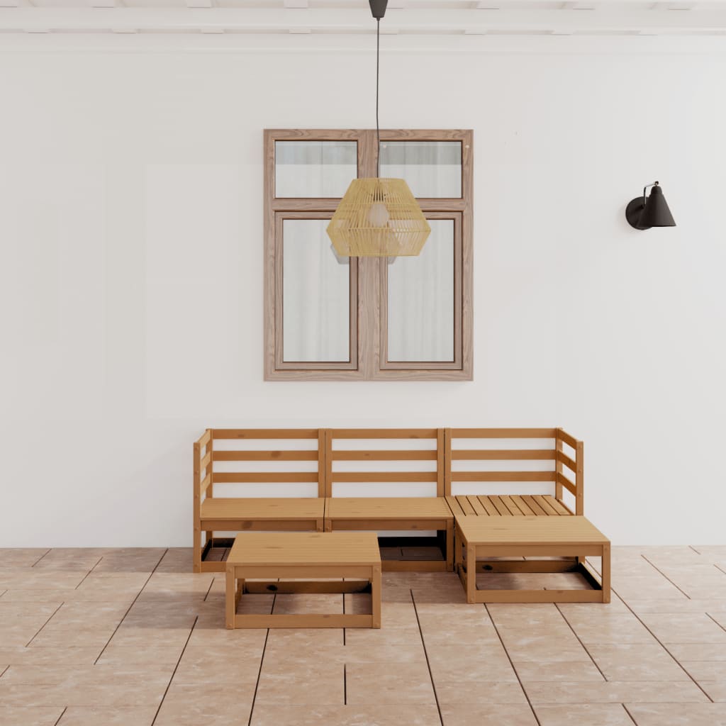 5-tlg. Garten-Lounge-Set Massivholz Kiefer