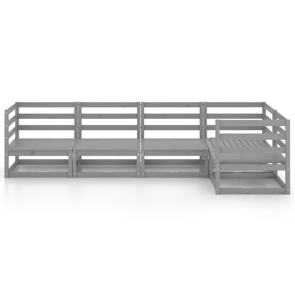 vidaXL 5-tlg. Garten-Lounge-Set Grau Massivholz Kiefer