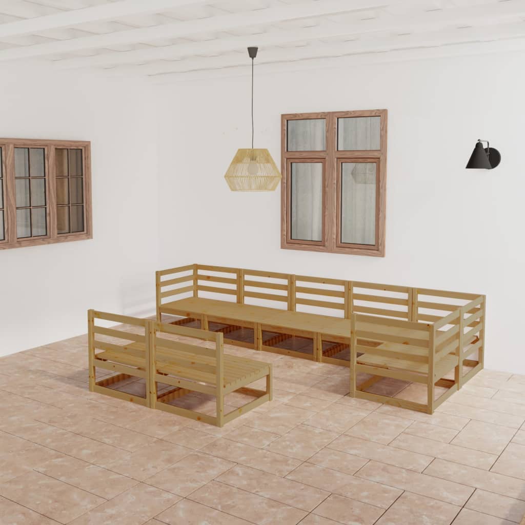 8-tlg. Garten-Lounge-Set mit Kissen Massivholz Kiefer
